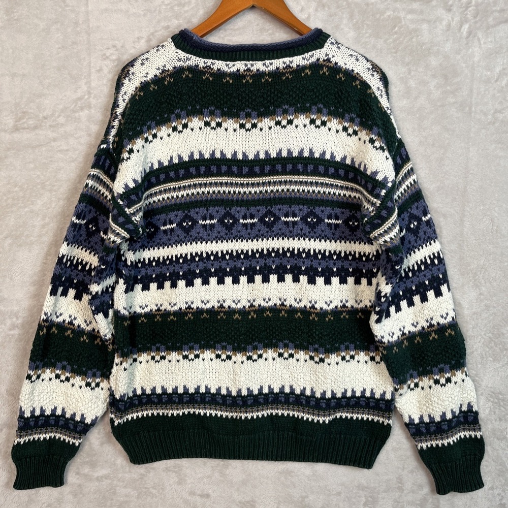 Vintage Lake Harmony Chunky Knit Sweater XL L‎ Grandpa Nordic Fair Isle USA 90s - Picture 2 of 10